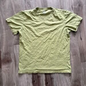 American Giant Men's‎ M V-Neck T-Shirt 100% Cotton Made in USA Green/Khaki Tee
